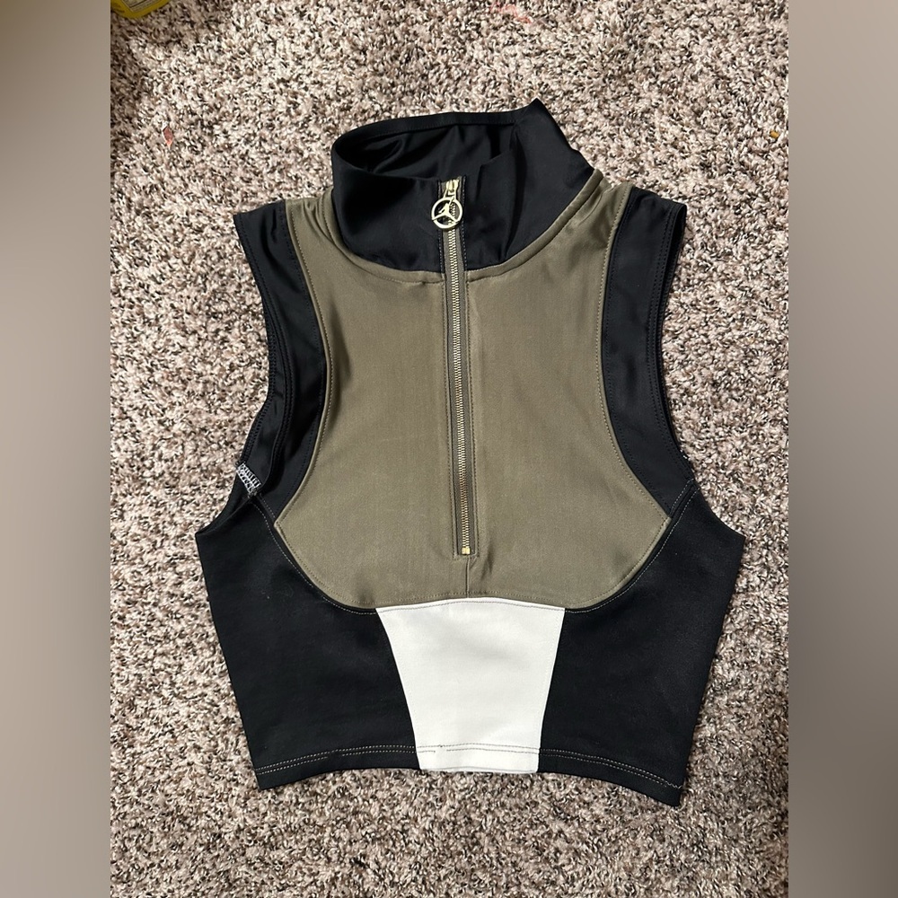 Nike Air Jordan x Aleali May Olive & Black Sleeveless Crop Top